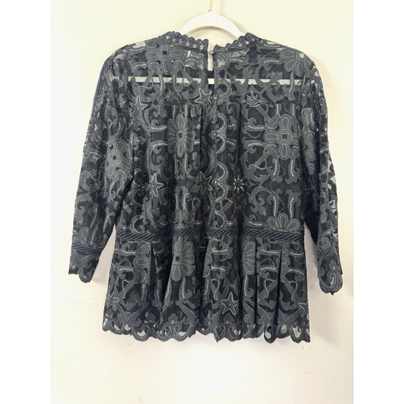 HD Paris Anthro 10 Blouse Montmartre Black Mesh Cutout Whimsigoth Fairy Peplum - Picture 2 of 14